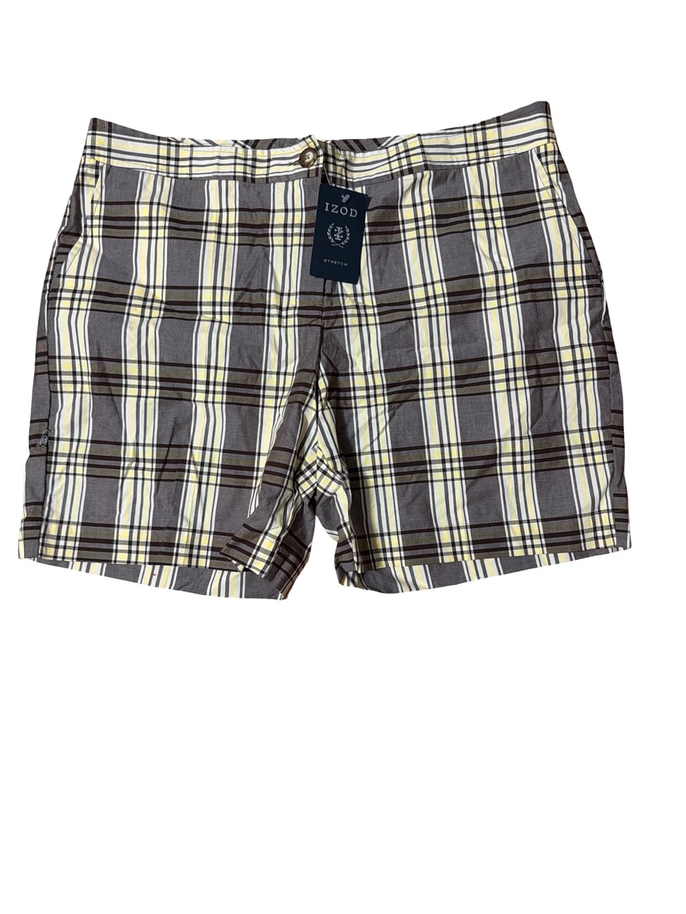 Izod Women's Gray Yellow Plaid Shorts